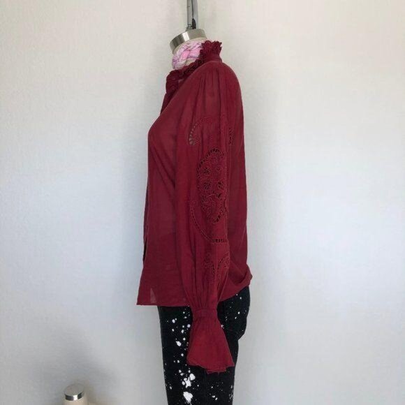 & Other Stories Tie Detail Blouse Ruffle Embroider - Picture 4 of 9